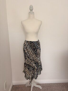 L’Amade Animal Print Asymmetrical Layered Hem Skirt | Medium